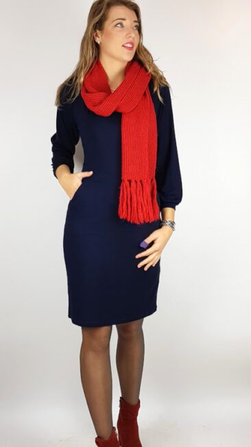 lily-balou-sjaal-kay-tomato-red-whos-that-girl-jurk-evangeline-dark-navy