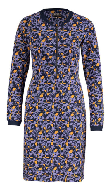 zilch-jurk-zipper-roses-lavender