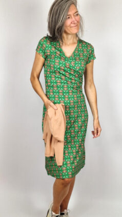 Jurk Chrissy Green Flower - nog S en XL