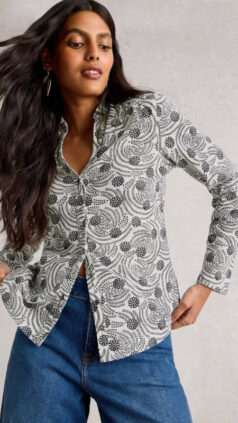 Jersey Blouse Annie White Print Black